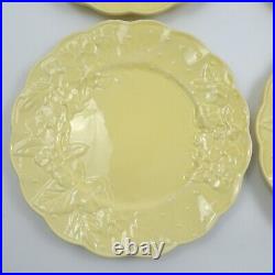 Bordallo Pinheiro Ingrid Yellow 10.25 Dinner Plates Set of 4 Flowers Ferns Dots