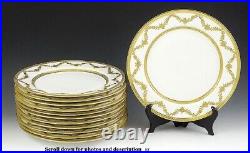 C1907-1919 Set of 12 Limoges Gilded Porcelain Dinner Plates Tressemann Vogt