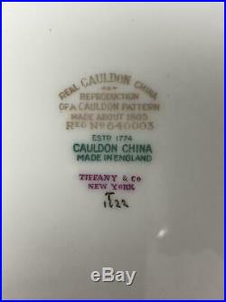 CAULDON England TIFFANY & Co Gold GILT Bright FLOWER 9 Dinner Plate Set of 12