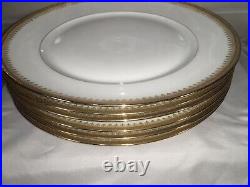 CH Field Haviland Limoges 9 3/4 Dinner Plates Gold Gilt Floral Set of 6