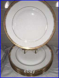 CH Field Haviland Limoges 9 3/4 Dinner Plates Gold Gilt Floral Set of 6