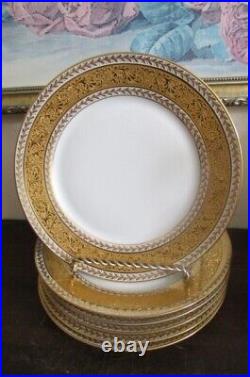 CH Field Haviland Limoges France Set 0f 6 Dessert Plate Raised Gold