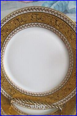 CH Field Haviland Limoges France Set 0f 6 Dessert Plate Raised Gold