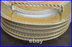 CH Field Haviland Limoges France Set 0f 6 Dessert Plate Raised Gold