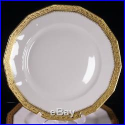 CH Field Haviland Limoges GDA France 12 Fleur-de-Lis Gold Cream Dinner Plates