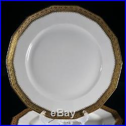 CH Field Haviland Limoges GDA France 12 Fleur-de-Lis Gold Cream Dinner Plates