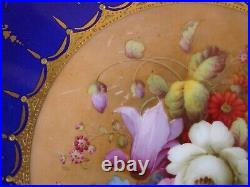 COALPORT England SET OF 12 9 plates Cobalt and Gold borders with flowers