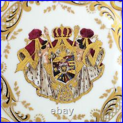 Carl Thieme 12 Gold Encrusted Capodimonte Dinner Plate Set Armorial King Naples