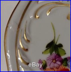 Carl Thieme C6T1 DRESDEN FLOWERS-10-1/8 Dinner Plate PIERCED RIM, GOLD TRIM