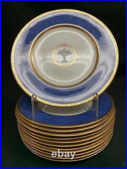 Cauldon China England Est 1774 Cobalt Blue Band Gold Trim Supper Plates 9 12pcs