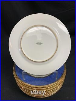 Cauldon China England Est 1774 Cobalt Blue Band Gold Trim Supper Plates 9 12pcs