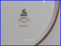 Charles Ahrenfeldt Limoges France AHR698 Gold Laurel Bands 5 Dinner Plates GC