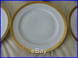Charles Ahrenfeldt Limoges Raised Gold Encrusted Dinner Plates 9 3/4 Set Of 9