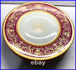Chateau China Set of 6 CRIMSON & GOLD Encrusted Medallion Dinner Plate 11 MINT