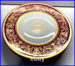 Chateau China Set of 6 CRIMSON & GOLD Encrusted Medallion Dinner Plate 11 MINT