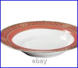 Christian Dior Ambassadior 9-1/8 Rim Soup bowl Red Gold & Cream NEW Dinner Ware