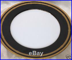 Christian Dior Gaudron Onyx Dinner Plate 10 7/8 Gold Trim Black Bands