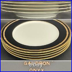 Christian Dior Gaudron Onyx Dinner Plates 4pc Set 1991-99 Made in Japan 10.75d