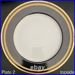 Christian Dior Gaudron Onyx Dinner Plates 4pc Set 1991-99 Made in Japan 10.75d