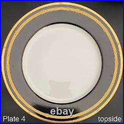 Christian Dior Gaudron Onyx Dinner Plates 4pc Set 1991-99 Made in Japan 10.75d