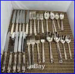 Christofle Gold Ring Silver Plate Dinner Set Flatware 50 Pieces