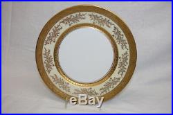 Circa 1940 9 Vintage Bohemia Ceramic Works Gold Encrusted Dinner Plates