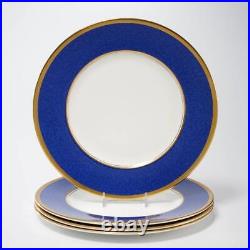 Coalport Athlone Blue White Gold Dinner Plates 10.75dia 4pc Lot A