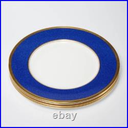 Coalport Athlone Blue White Gold Dinner Plates 10.75dia 4pc Lot A