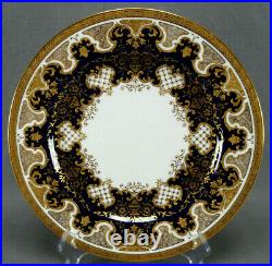 Coalport Cobalt & Raised Gold Scrollwork & Urns 10 1/4 Dinner Plate C1891-1920