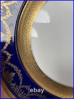 Coalport England Gold Blue Color Dinner Plates (4)