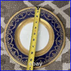 Coalport England Gold Blue Color Dinner Plates (4)