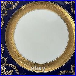 Coalport England Gold Blue Color Dinner Plates (4)