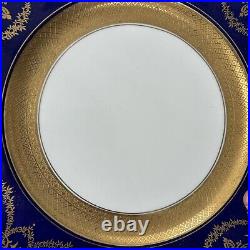 Coalport England Gold Blue Color Dinner Plates (4)