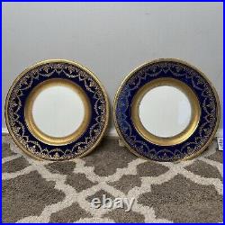 Coalport England Gold Blue Color Dinner Plates (4)