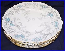 Coalport England Heirloom Dinner Plate Bone China Gold Embosed Rim Set of 6