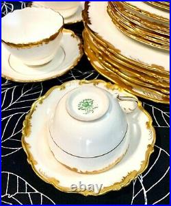 Coalport GOLD Admiral 30 pieces Place Setting for 6 Dinner Plates Teacup Dessert