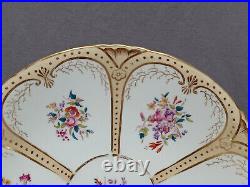 Coalport Hand Colored Pink Rose Floral Beige & Gold 9 5/8 Inch Plate C. 1850s