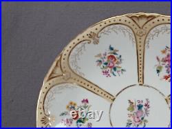 Coalport Hand Colored Pink Rose Floral Beige & Gold 9 5/8 Inch Plate C. 1850s