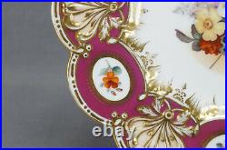 Coalport Hand Painted Floral Maroon & Gold Rococo Molded 9 1/8 Inch Plate