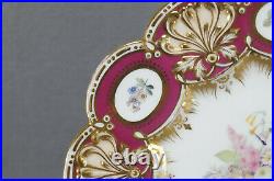 Coalport Hand Painted Floral Maroon & Gold Rococo Molded 9 1/8 Inch Plate