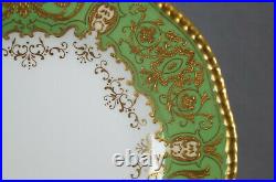 Coalport Raised Beaded Gold Floral Scrollwork & Green 9 Inch Dinner Plate