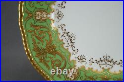 Coalport Raised Beaded Gold Floral Scrollwork & Green 9 Inch Dinner Plate