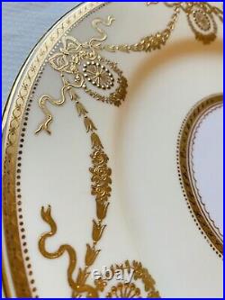 Copeland Dinner Plate Handpainted Gold Bows Ribbons