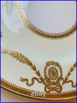 Copeland Dinner Plate Handpainted Gold Bows Ribbons