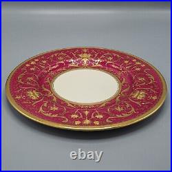 Copeland Spode Cabinet Dinner Plate Gold Encrusted Ruby Red Flowers -10 1/2
