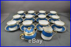 Crown Staffordshire Demitasse Blue & Gold Service for 12 Fine China England 63pc