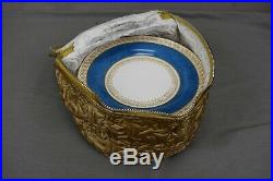 Crown Staffordshire Demitasse Blue & Gold Service for 12 Fine China England 63pc