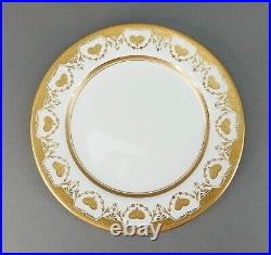 Crown Sutherland England Antique Heavy Gold Raised Heart Dinner Plates Set Of 10