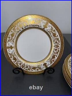 Crown Sutherland Gold Trim Dinner Plate Set Of 6 #3028 Heavy