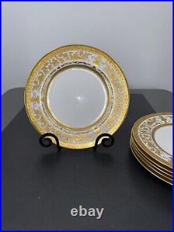 Crown Sutherland Gold Trim Dinner Plate Set Of 6 #3028 Heavy